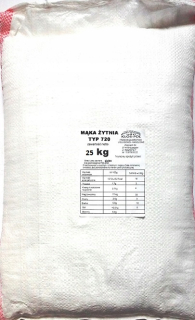 Rye múka typu 720 25 kg, s mlynom zadarmo