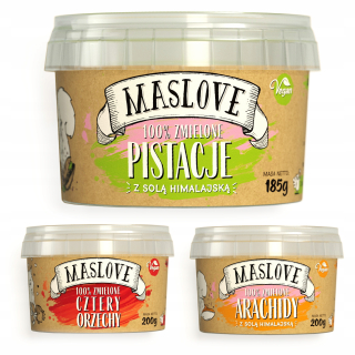 MASLOVE Arašidové MASLO SADA PISTÁCIA 4 ORECHY