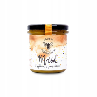 Med s peľou a propolis 430g + lyžičky + kartón