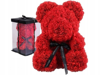 Darček na Valentína - Plyšový medveď ruží 25 cm