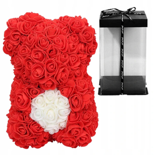 Darček na Valentína - Plyšový medveď ružové vločky 25 cm