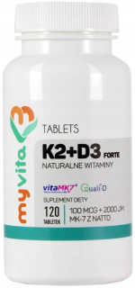 MyVita Vitamín K2 MK-7 + D3 FORTE 2000 IU 120T