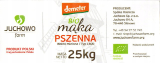 Pšeničná múka Typ 1400 Ekologické 25kg Juchowo