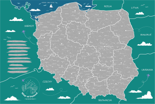 Mapa Poľska Silver Scratch darček pre Traveler