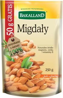 Orechy - BAKALLAND ALMONDS 200G + 50G ZADARMO