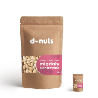Orechy - Mandle BLANCHED NATUHY 100% PREMIUM 1KG D-NUTS