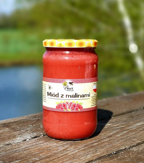 Med s malinami 1000g malina Podlaska Pasieka