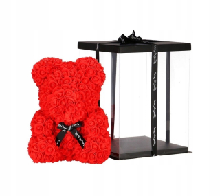 Darček na Valentína - Medvedík s ružami 37 cm
