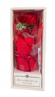Darček na Valentína - Plyšový medveď z ruží, večná ruža naplnená 25 cm