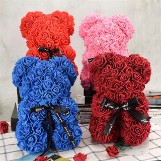 Darček na Valentína - Kytica, kvetina, medvedík z obchodu Gohomy 25 cm