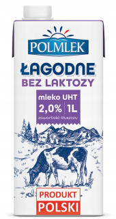 Mlieko UHT POLMLEK 2% bez laktózy 1L 12ks