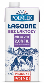 Uht mlieko Polmlek 2%, bez laktózy, 1L