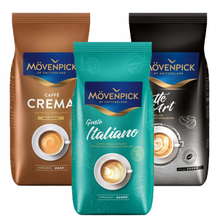 Zrnková káva - MOVENPICK 1KG CREMA + LATTE ART + GUTO IT. zrno