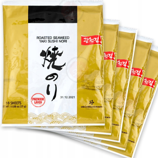 Japonska kuchyňa - Nori riasy pre Sushi Seaweed Gold 5x10 Ark. 50 ks