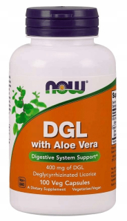 Teraz potraviny DGL s aloe vera 100caps zdravé črevo