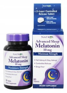 Natrol, melatonín, pokročilý spánok, 10 mg s b6