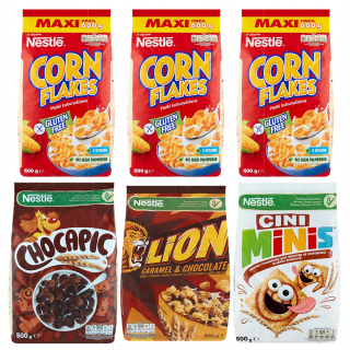 Nestlé raňajkové cereálie Kukuričné vločky 500g MIX 5 + 1