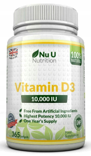 NU u vitamín D3 10000 IU 365 Gélové kapsuly