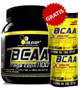 Aminokyseliny - OLIMP BCAA MEGA Uzávery 300 Kaps 1100 mg + BCAA XPLODE