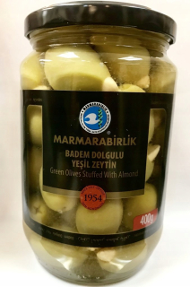 Zelené olivy s mandľami 700g badrens turecké