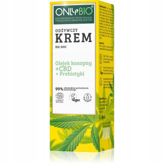 CBD - OnlyBio nočný krém pre nočné CBD + prebiotiká (50 ml