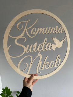 Prvé sväté prijímanie - Drevený okraj prvé sväté prijímanie IHS 45 cm