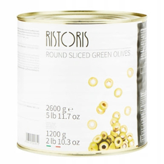 Zelené olivy Sliced Ristoris 2,6 kg