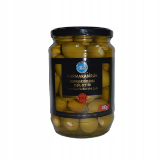 Arabská kuchyňa - Zelené olivy s cesnakom 720g M.B, turecké