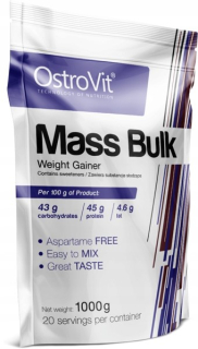 Gainer - Hromadný objem OstroVit 1000 g GAINER PROTEINOVÁ HMOTNOSŤ