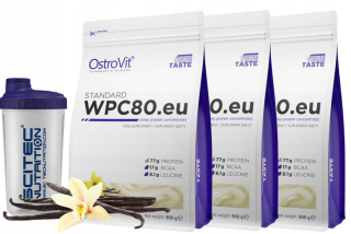 Proteín -  Ostrovit WPC80.eu 3 x 900g 2700g + PROTEÍNOVÝ ŠAŠOVAČ