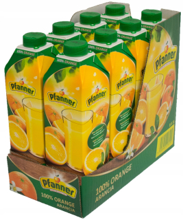 Pfanner Juice 100% Orange 1L x 8 ks