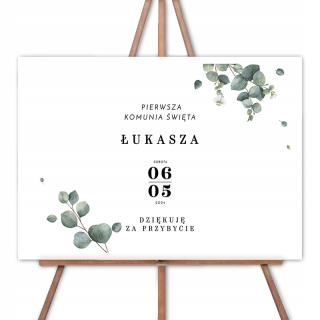 Prvé sväté prijímanie - Personalizovaný prijímací plagát eukalyptus 50x70