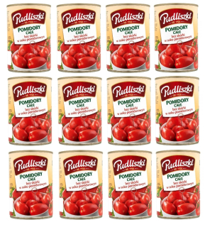 Celé paradajky bez šupky pudliszki 400g x12 plechovky