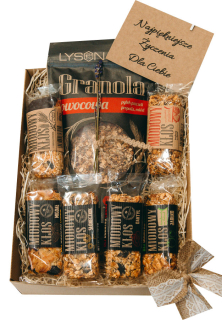 Darčeková granola, chrumkavé, uši, proteíny, obušok