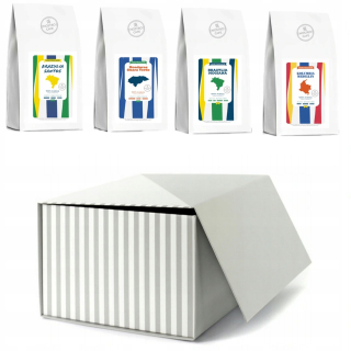 Zrnková káva -  Darčeková káva Čerstvo pečené 4x200g + box