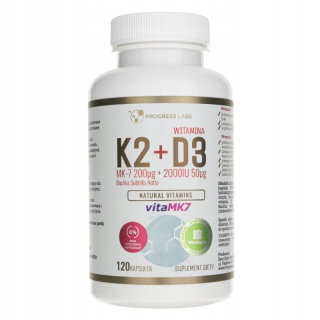 Progress Vitamín K2 MK-7 200 μg + D3 2000IU 120 čiapky