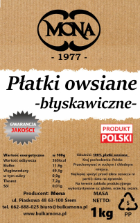 Ovsené vločky OKAMŽITE 25kg MONA