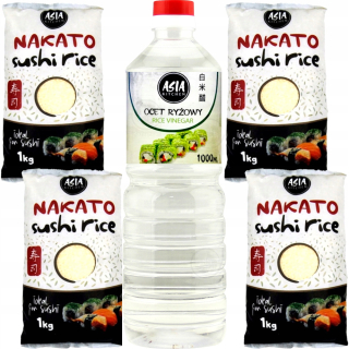 Japonska kuchyňa - Ryža pre sushi 4x 1kg = 4kg + Rice ocot 1l Set