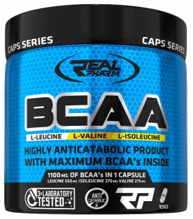 Aminokyseliny - Real Pharm BCAA 1100mg | 150 AMINO 2: 1: 1 kapsuly