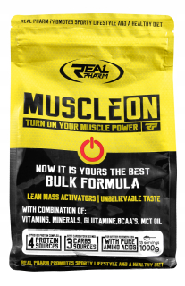 Gainer - Real Pharm MUSCLE NA 1000G SACHARIDOVÝCH Bielkovinách