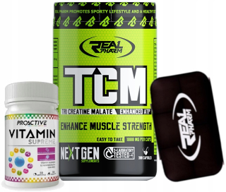 Kreatín - Real Pharm TCM 300 čiapky Apple + PillBox Vitamín