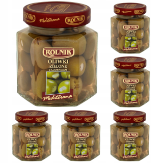 Farmárske zelené olivy s cesnakovou nádobou 6 x 314 ml