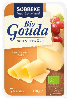 Žlté plátky syrov Gouda (48% tuku) BIO 150 g
