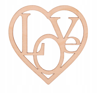 Darček na Valentína - Srdce s preglejkou nápis Love Love Decoration 8cm Decor