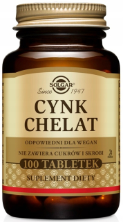 Solgar zinok chelate Aminokyselina 22mg 100t Vege