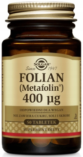 Solgarová folian metafolínová fóliová kyselina 400mcg 50t