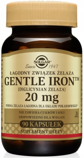 Solgar Iron Chelát 20mg 90 jemný odolnosť železa
