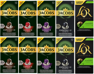 Kávové kapsule - SUPER SADA JACOBS D.EGBERTS NESPRESSO KÁVA 10x10