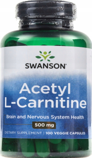 Spaľovač tuku - Swanson acetyl L-karnitín 500mg 100KAP