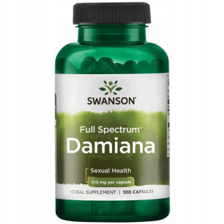 Testosterón - Swanson Damiana 510mg 100C Testosterón Libido